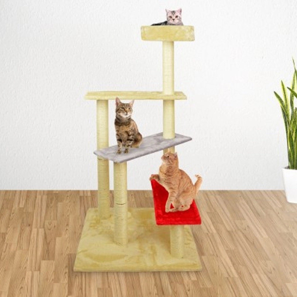 Trade Shop - Palestra Tiragraffi Per Gatti Gatto A Scala Con Colonne In Sisal 144 Cm -