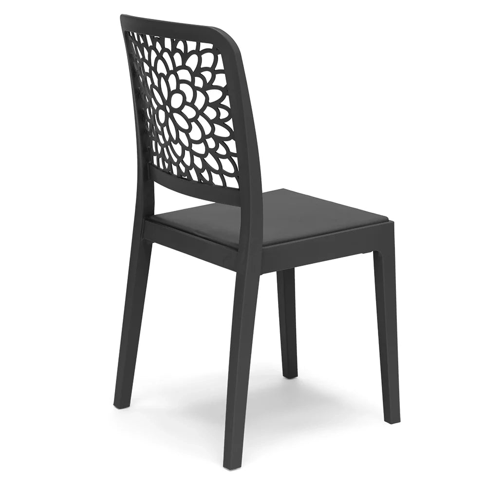 Sedia in polipropilene TICHE, impilabile, resistente ai raggi UV, design moderno, ideale per sala da pranzo, cucina, sala d’attesa, bar, ristoranti o giardino, colore Antracite