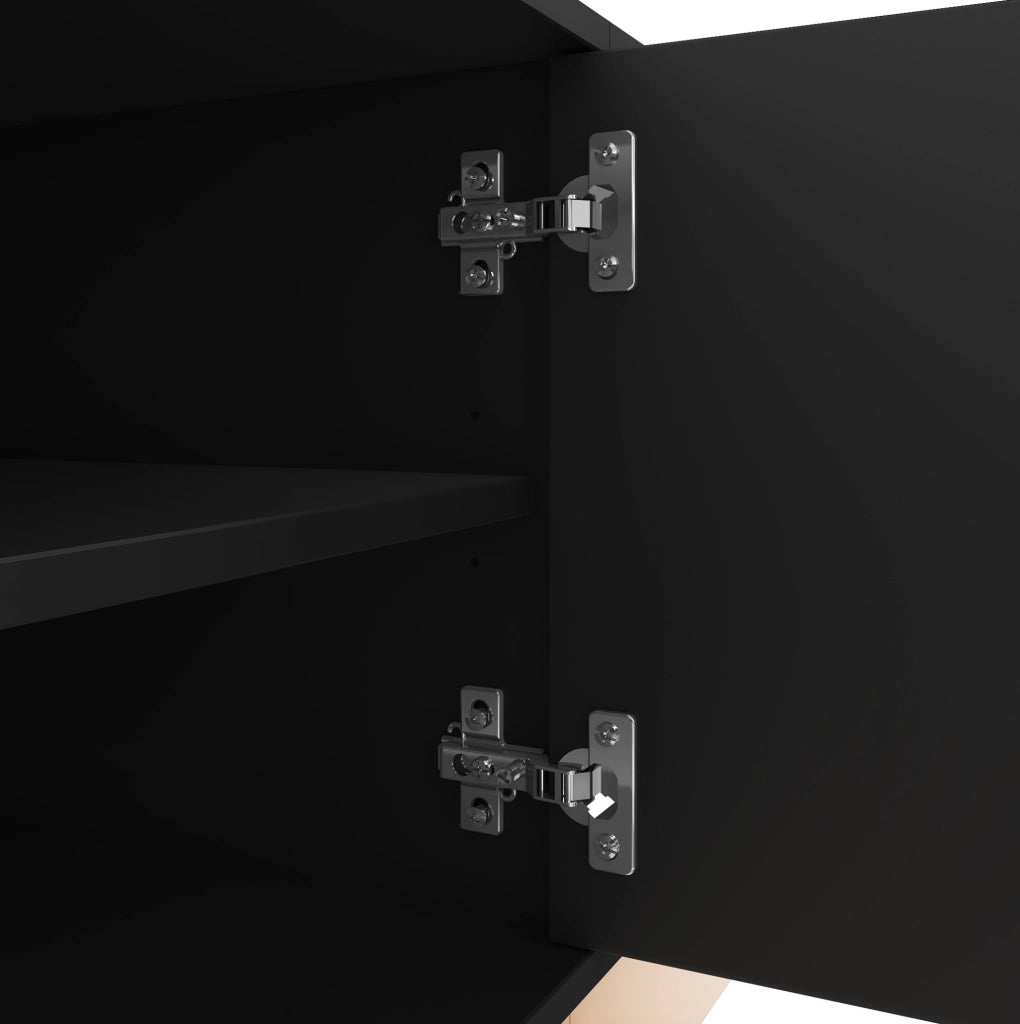 Mobile TV 200x40x47,5 cm a 4 ante in MDF nero con ripiani regolabili