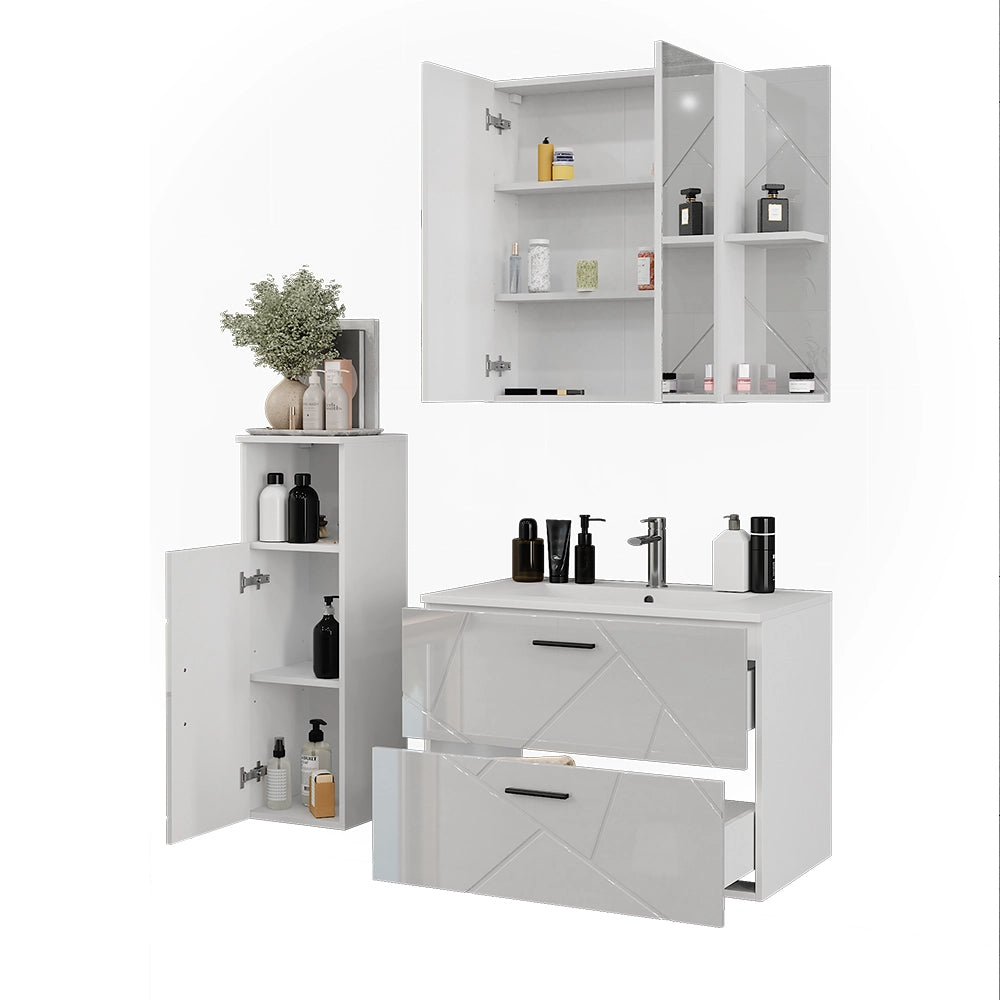 Vicco Set di mobili da bagno Bianco/bianco lucido 4 parti