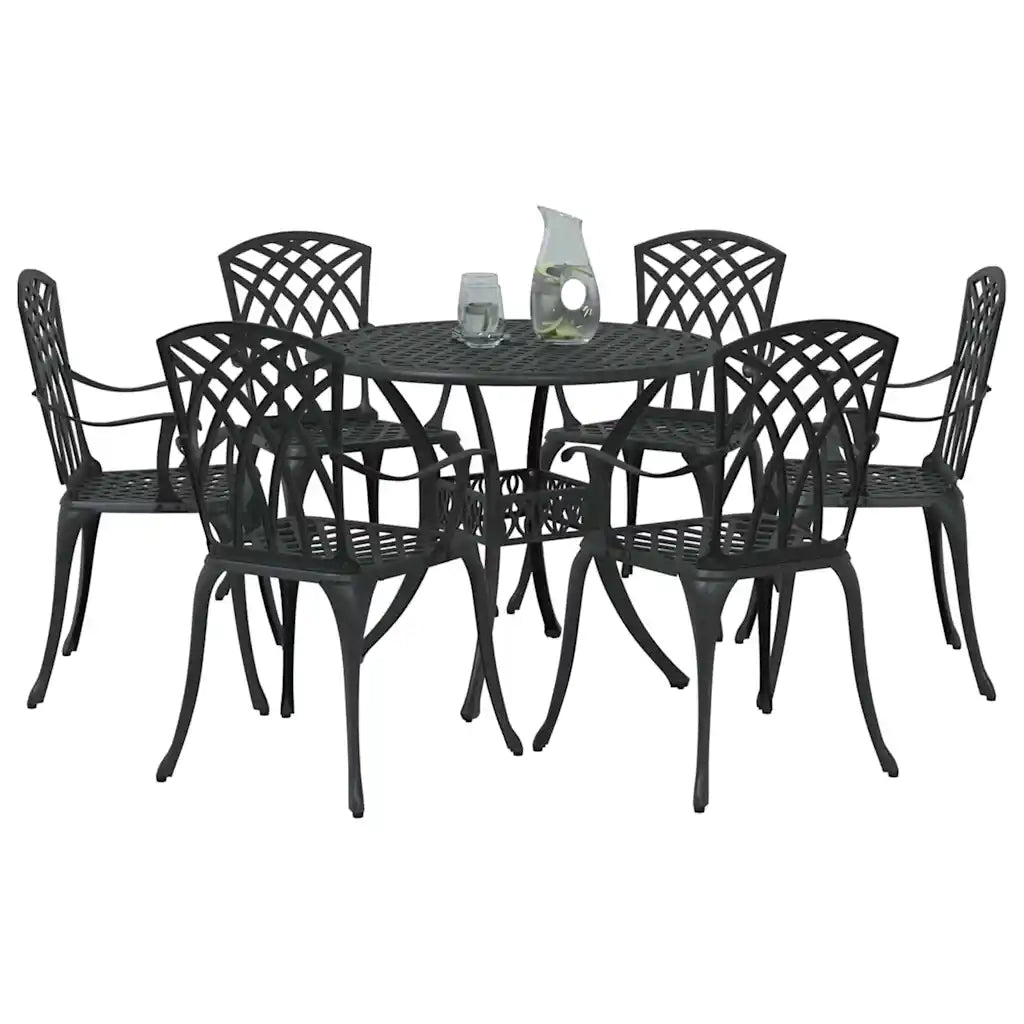 Set da Pranzo per Giardino 7 pcs Nero Alluminio 3334721