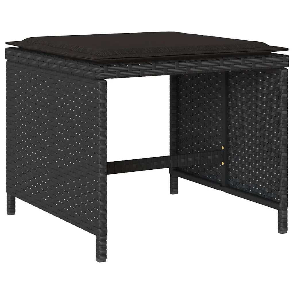 Set da Pranzo da Giardino 9 pz | Set Salotto da Giardino con Cuscini Nero in Polyrattan