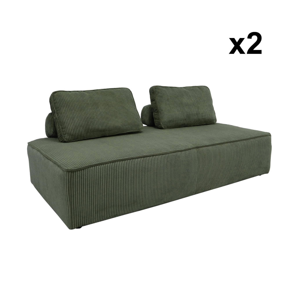 Divano modulare in velluto, 4 posti, verde
