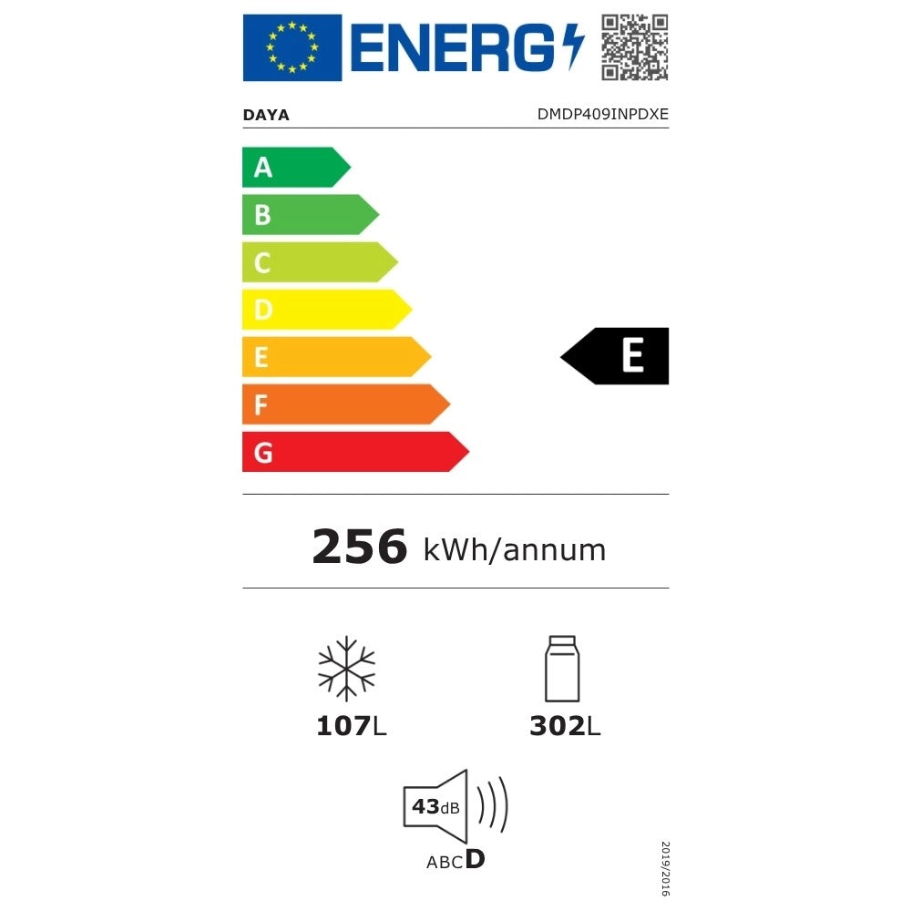 Frigorifero doppia porta Daya DMDP409INPDXE inverter total no frost water dispenser 409 litri inox classe E