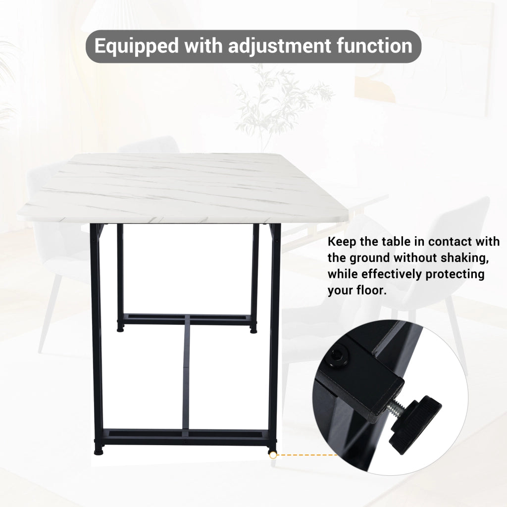 Tavolo da pranzo moderno in MDF con gambe in metallo nero per soggiorno e sala da pranzo 140 × 80 cm