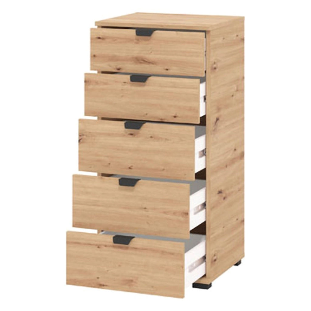 Mainarda, Cassettiera 5 Cassetti, 45x40x95h cm Marrone Rovere Nodi