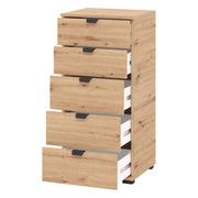 Mainarda, Cassettiera 5 Cassetti, 45x40x95h cm Marrone Rovere Nodi