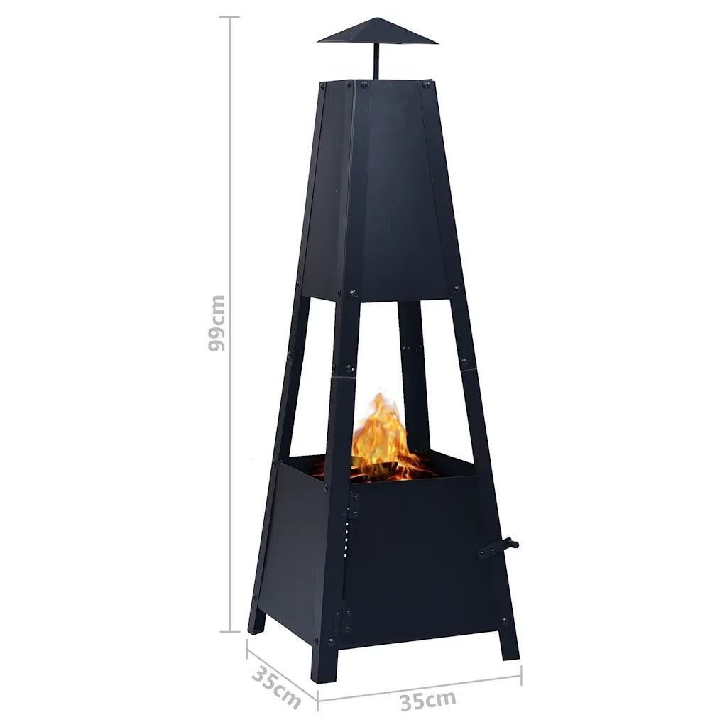 Braciere Nero 35x35x99 cm in Acciaio CFW4758389