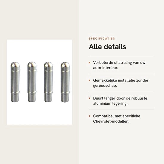 Accessori per Porta - Deurslot Decorazione - 8 Pezzi - Profilo Perfetto - Argento - Decorazione per Porta in Alluminio - Compatibile con CHEVROLET Cruze e Malibu