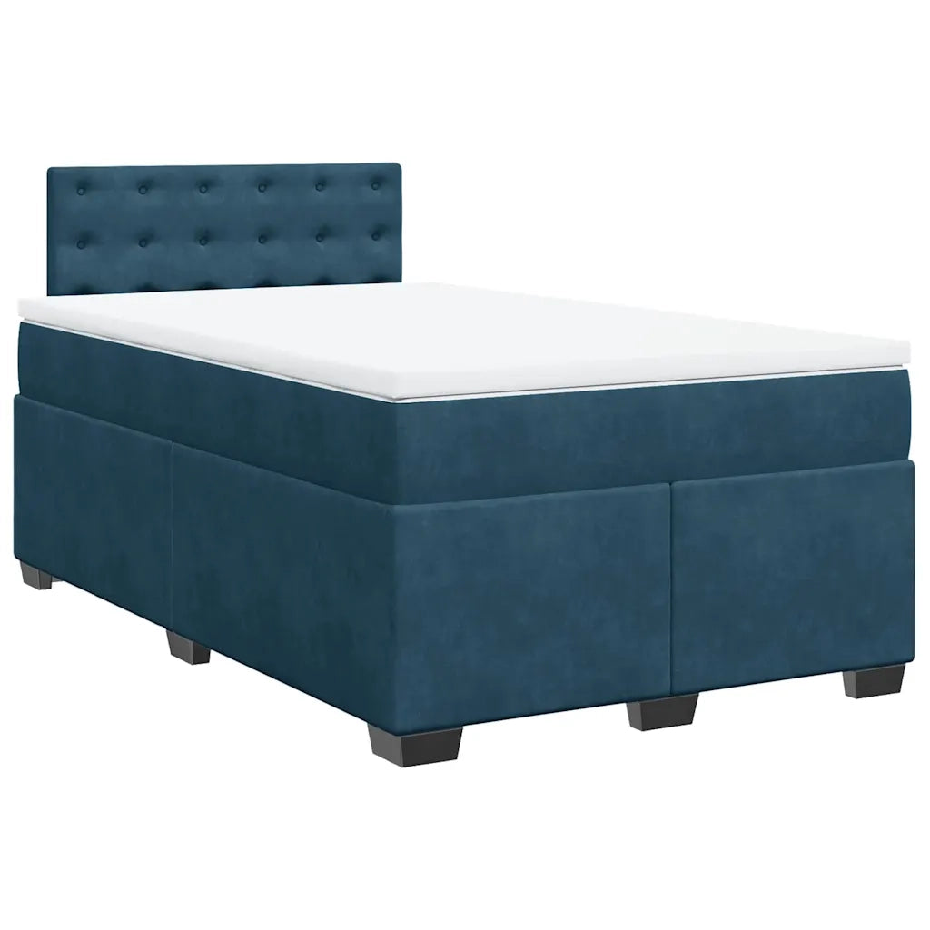 Giroletto a Molle con Materasso Blu Scuro 120x190 cm in Velluto