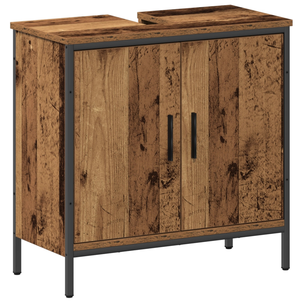 Set di mobili da bagno 2 Pezzi Legno Antico Legno Ingegnerizzato