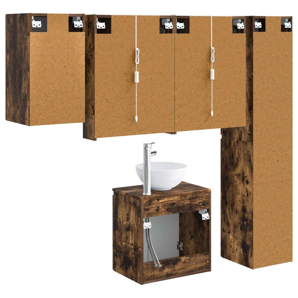 Set di Armadi da Bagno 5 pcs Rovere Fumo 53 x 15,5 x 70 cm 3407307