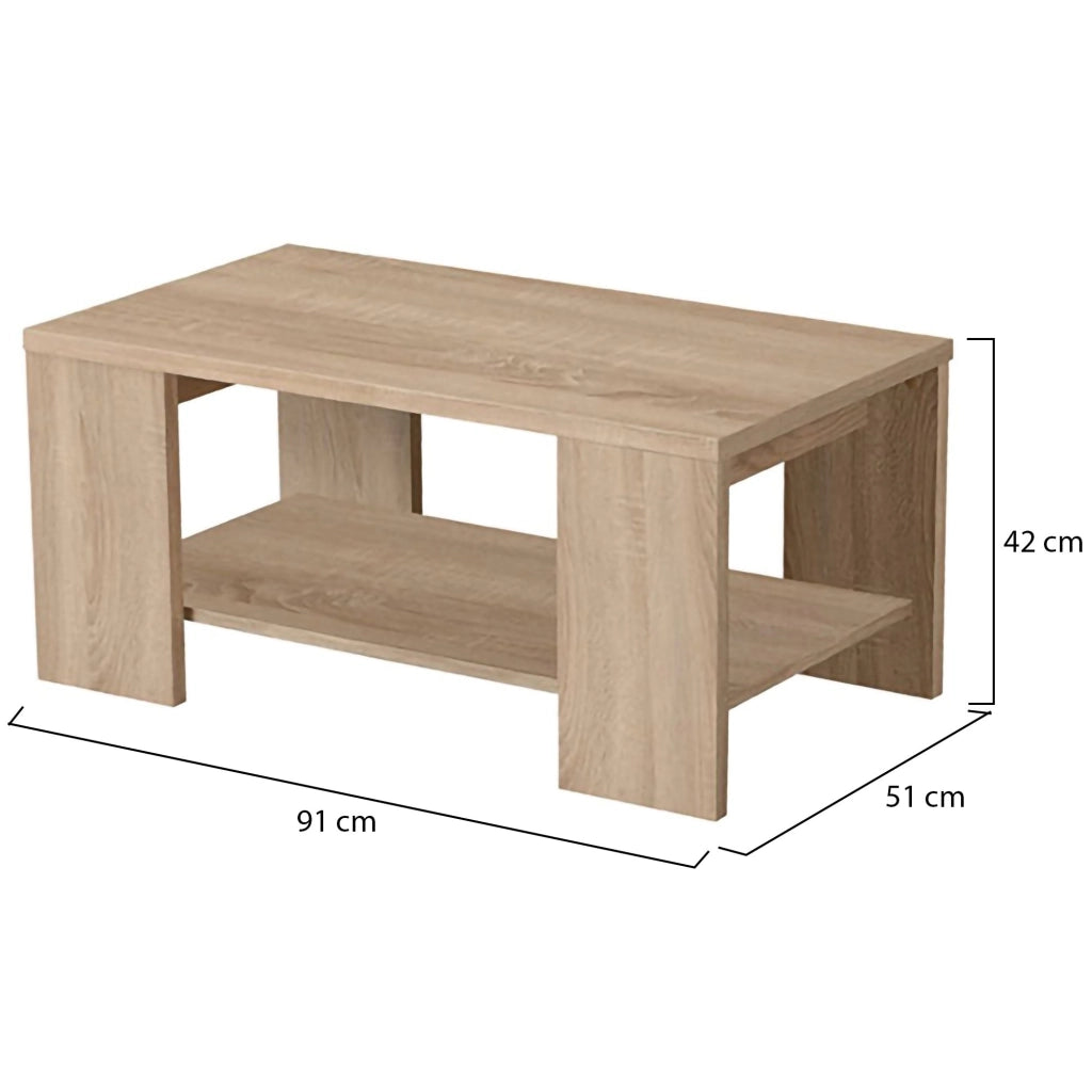 Piraino, Tavolino da Salotto un Vano, 90.5x50.5x41.5h cm Marrone Rovere