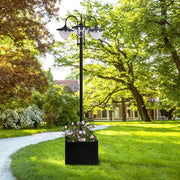 Lanterna Solare Da Giardino Tre Teste 60 X 55 X 189 Cm Plastica Nera Con Base Portavaso E Interruttore