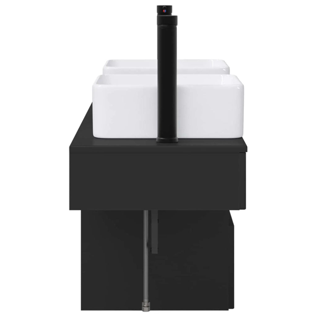 Set di mobili per il bagno 3 pz Nero Legno ingegnerizzato 3405598