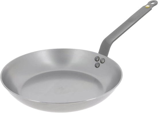 Piatto frittatore in acciaio nero - 28 cm - finitura in cera di ape - antiscivolo - induzione