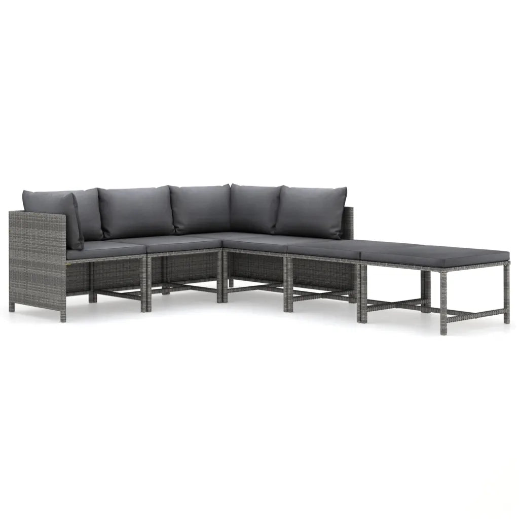 Set Divani da Giardino 6 pz con Cuscini in Polyrattan Grigio 3059757