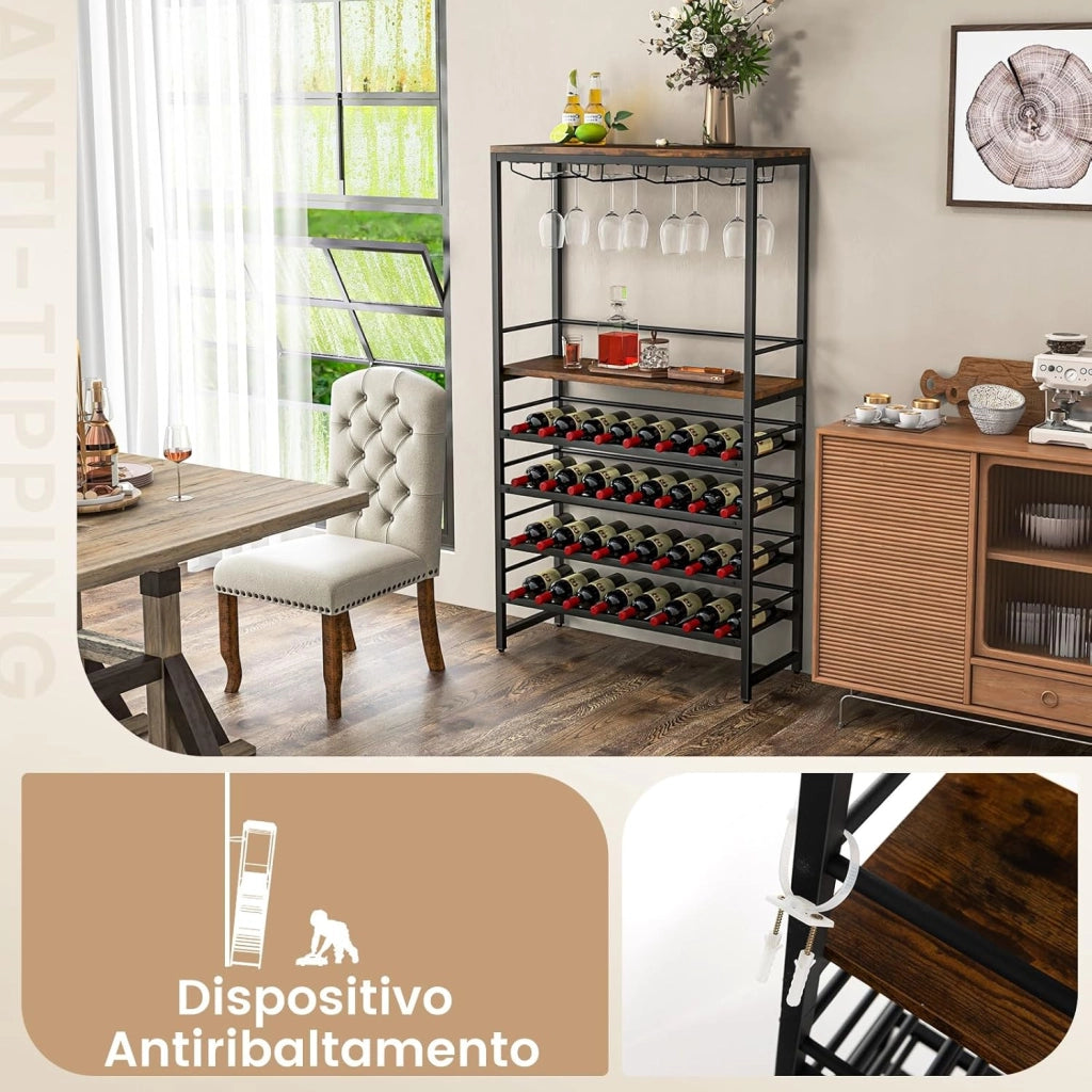 Portabottiglie per Vino Industriale da Pavimento con 4 Livelli, Cremagliera per Vino Indipendente, Scaffale per Bottiglie di Vino per Cucina, Sala da Pranzo