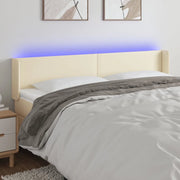Testiera a LED Crema 163x16x78/88 cm in Similpelle 3123054