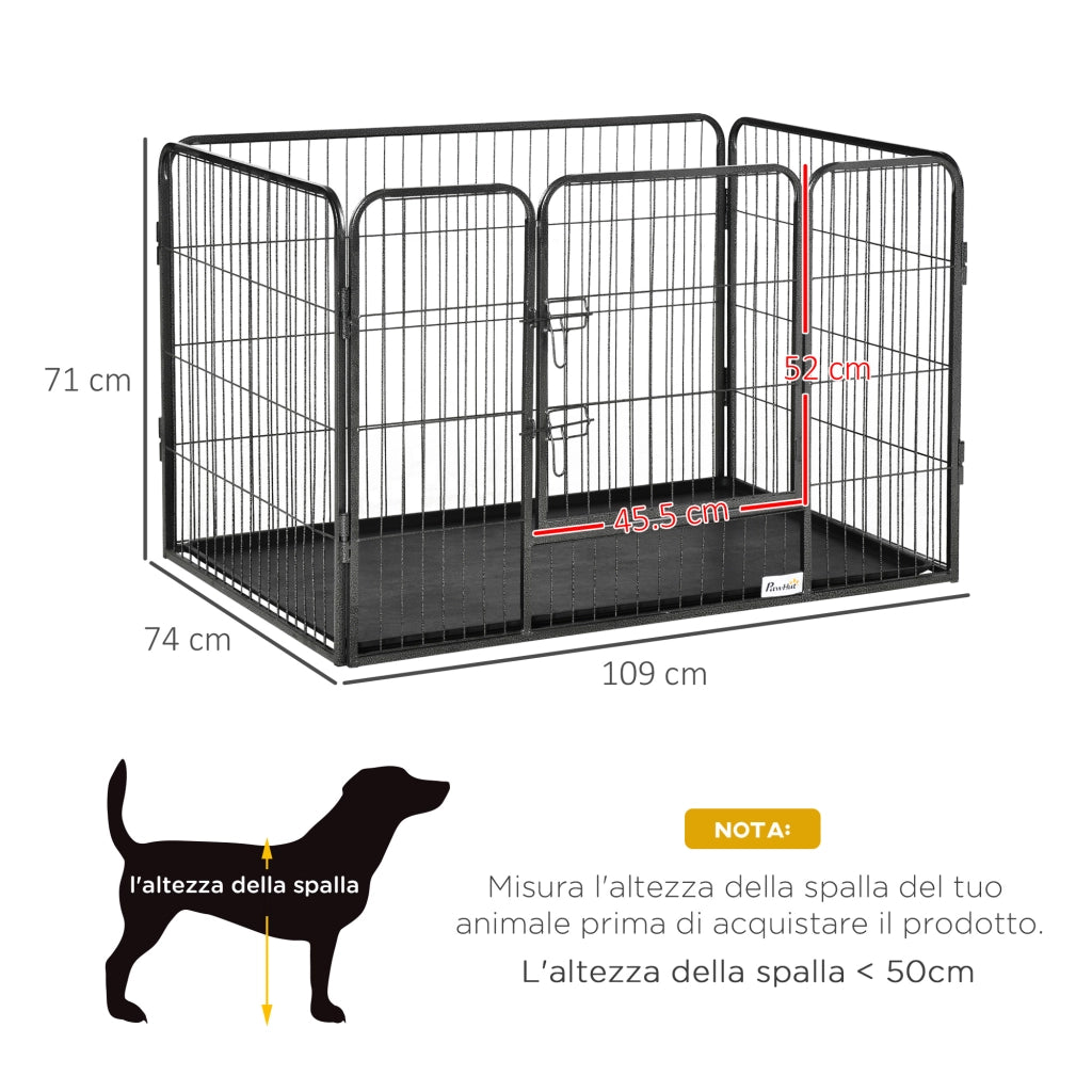 Box per Cani in Metallo con Porta e Vassoio ¨C zephmum ¨C Grigio 109x74x71cm