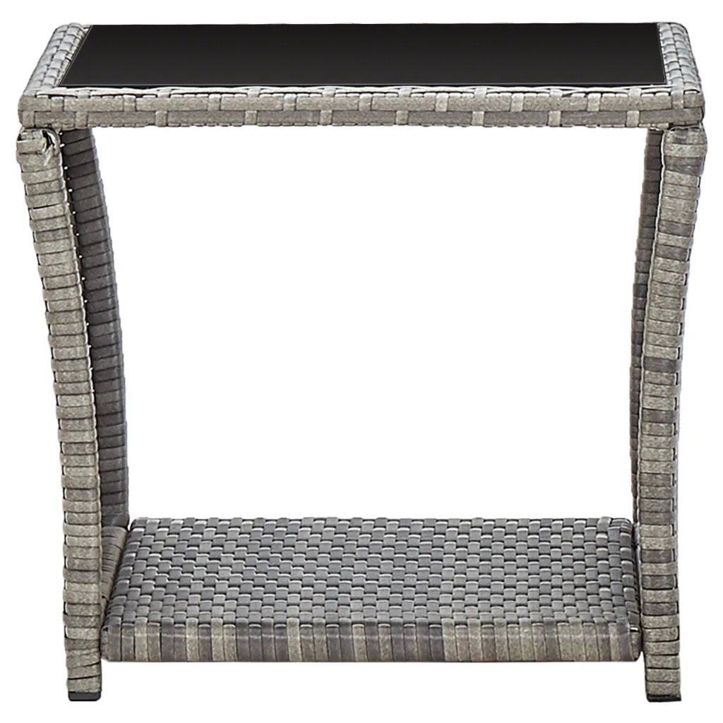 Tavolino da Caff¨¨-Tavolino da soggiorno-Tavolino da Salotto Grigio 45x45x40 cm in Polyrattan e Vetro