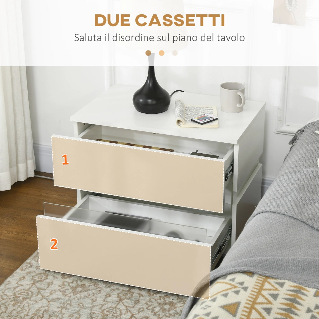 Comodino con luce LED ¨C zephmum ¨C Bianco 60x39x47