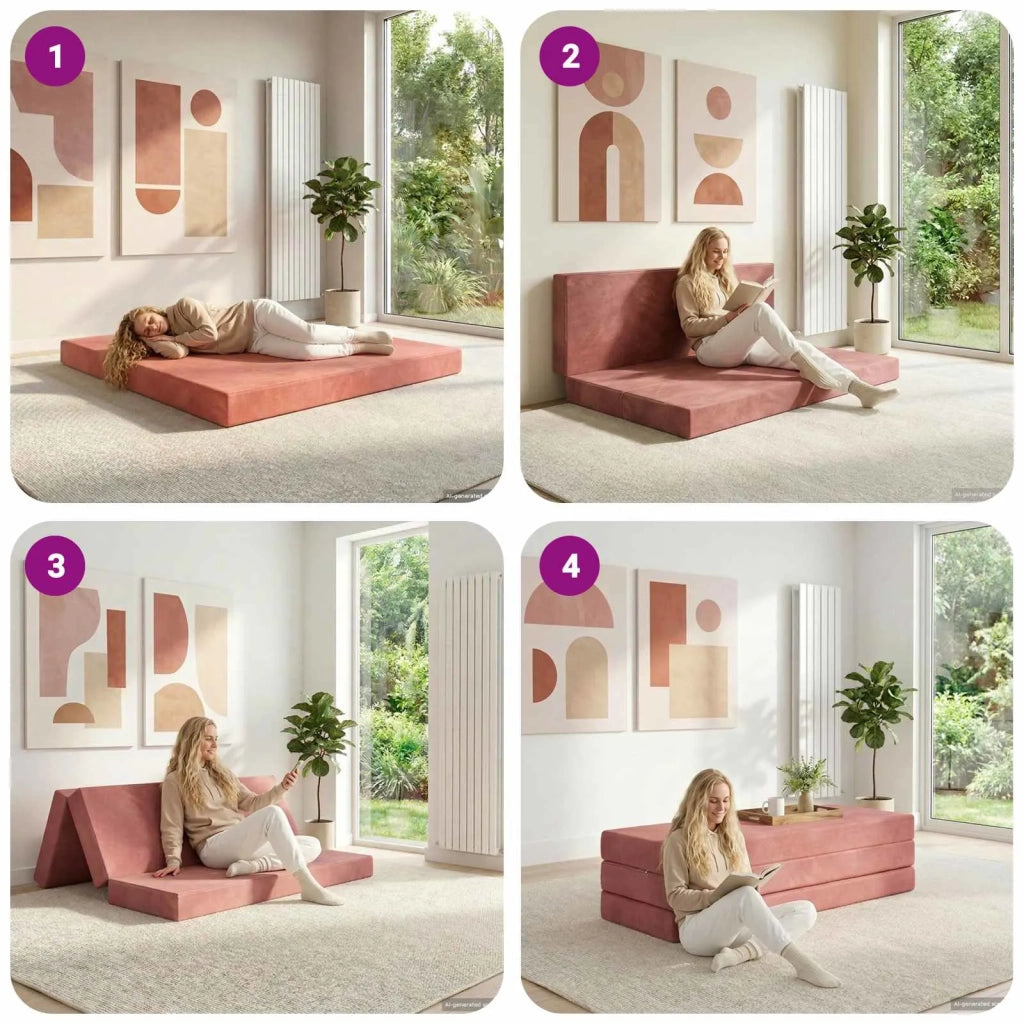 Divano Letto Pieghevole 180 x 67 x 45 cm Rosa