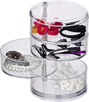 Organizzatore di trucco trasparente - torre con 4 cassetti ruotanti, plastica acrilica, 11,5 x 17,5 x 11,5 cm, Trasparente