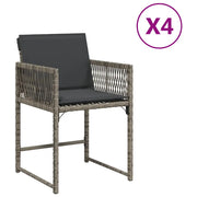 Sedie da Giardino con Cuscini 4 pz | Sedie da Esterno Grigio in Polyrattan