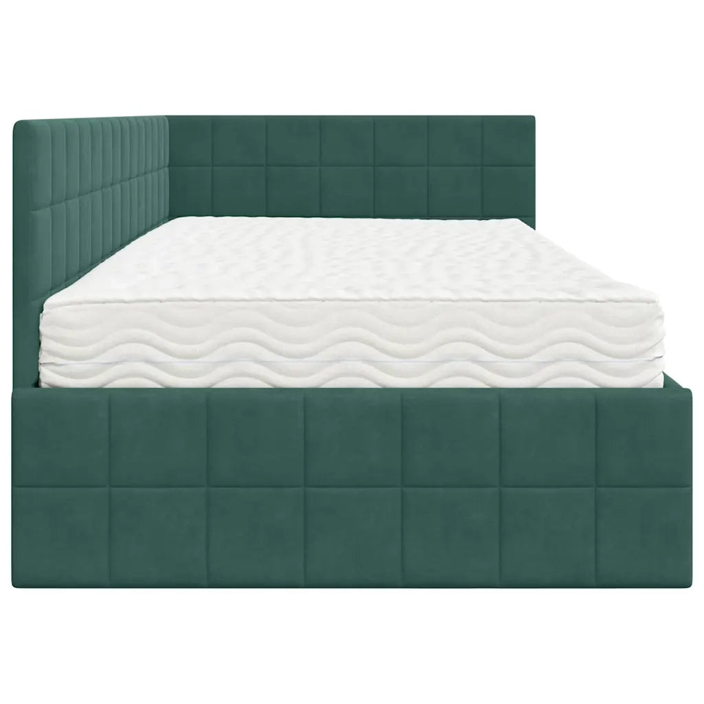 Struttura Letto Angolare con Materasso 2 pcs Verde Velluto 3393950