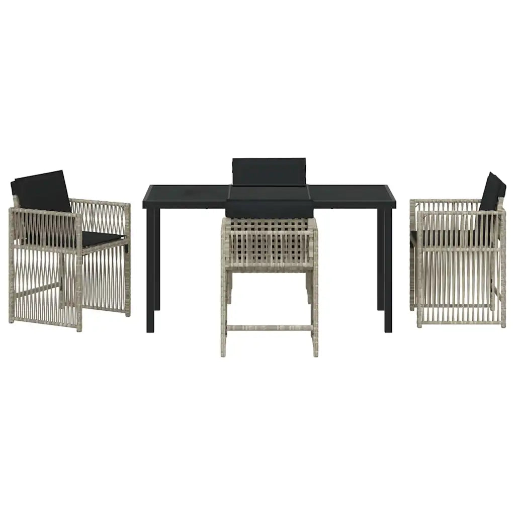 Set da Pranzo per Giardino 5 pcs Grigio chiaro polyrattan