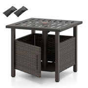 Tavolino rettangolare in rattan con foro per ombrellone 55,5 x 55,5 x 47,5 cm resistente ed elegante rattan PE marrone 20_0013991