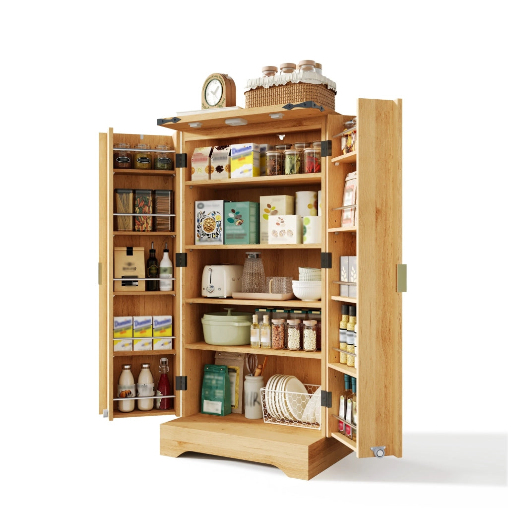 Mobile alto da cucina con LED a sensore e ripiani regolabili 120x60;5x40 cm