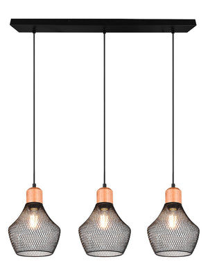 Lampada a Sospensione da Interno Attacco E27 in Metallo Nero Opaco