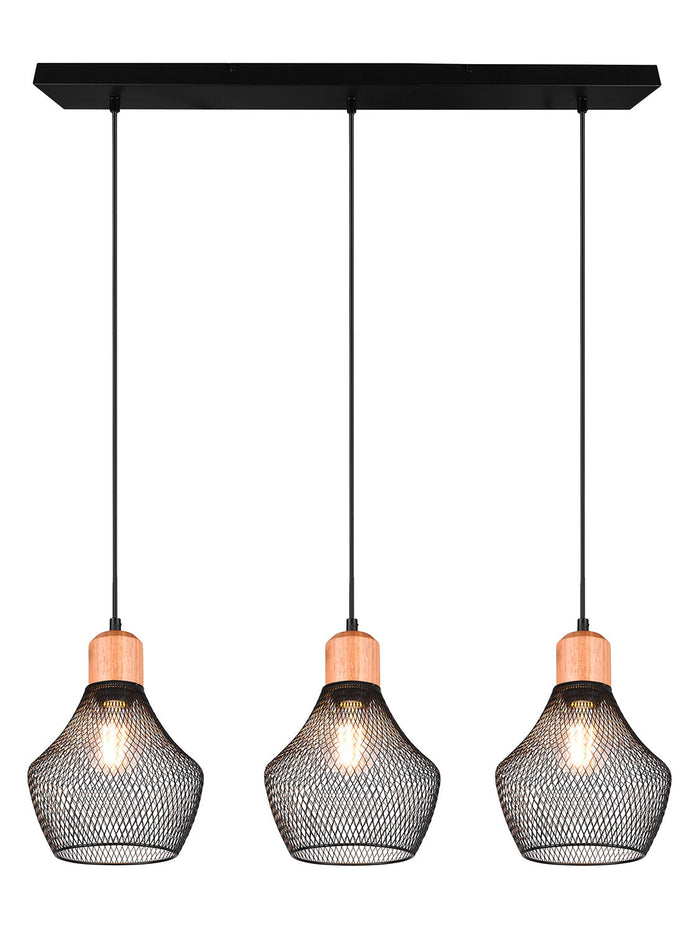 Lampada a Sospensione da Interno Attacco E27 in Metallo Nero Opaco