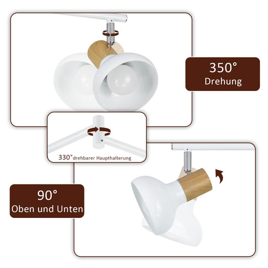 ZMH Faretto da soffitto regolabile E14 a 3 fiamme nero vintage