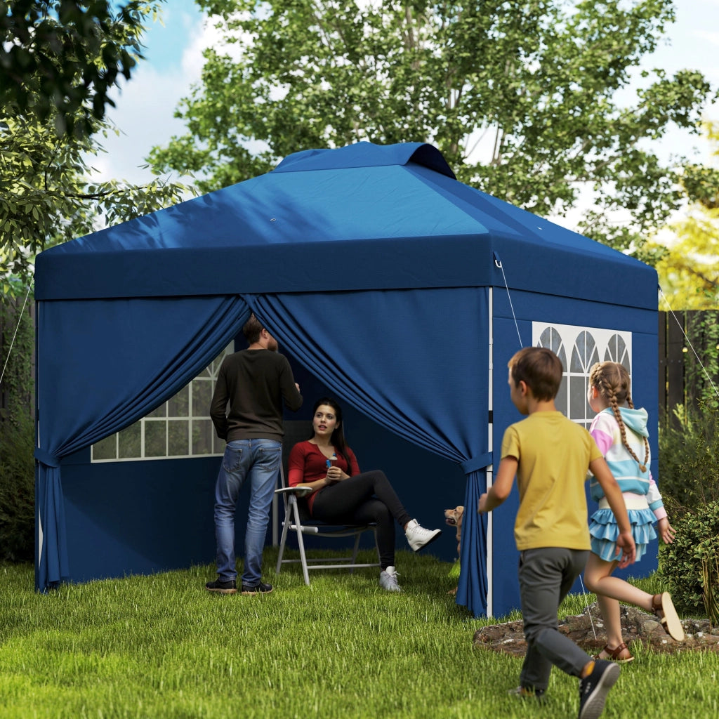 Gazebo pieghevole per giardino ¨C ZephMum ¨C Grigio 3x3 m con finestre e ruote