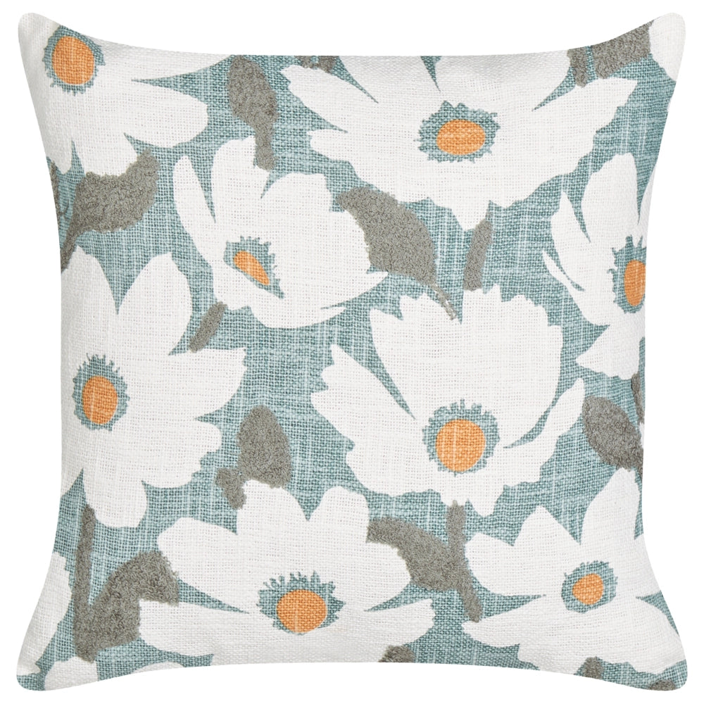 Set di 2 cuscini in cotone blu con motivo floreale, fatti a mano e sfoderabili 45 x 45 cm con imbottitura stile boho