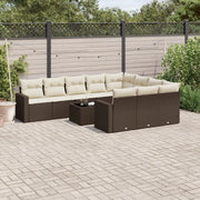 Set Divani da Giardino 11 pz con Cuscini Polyrattan Marrone 3251840