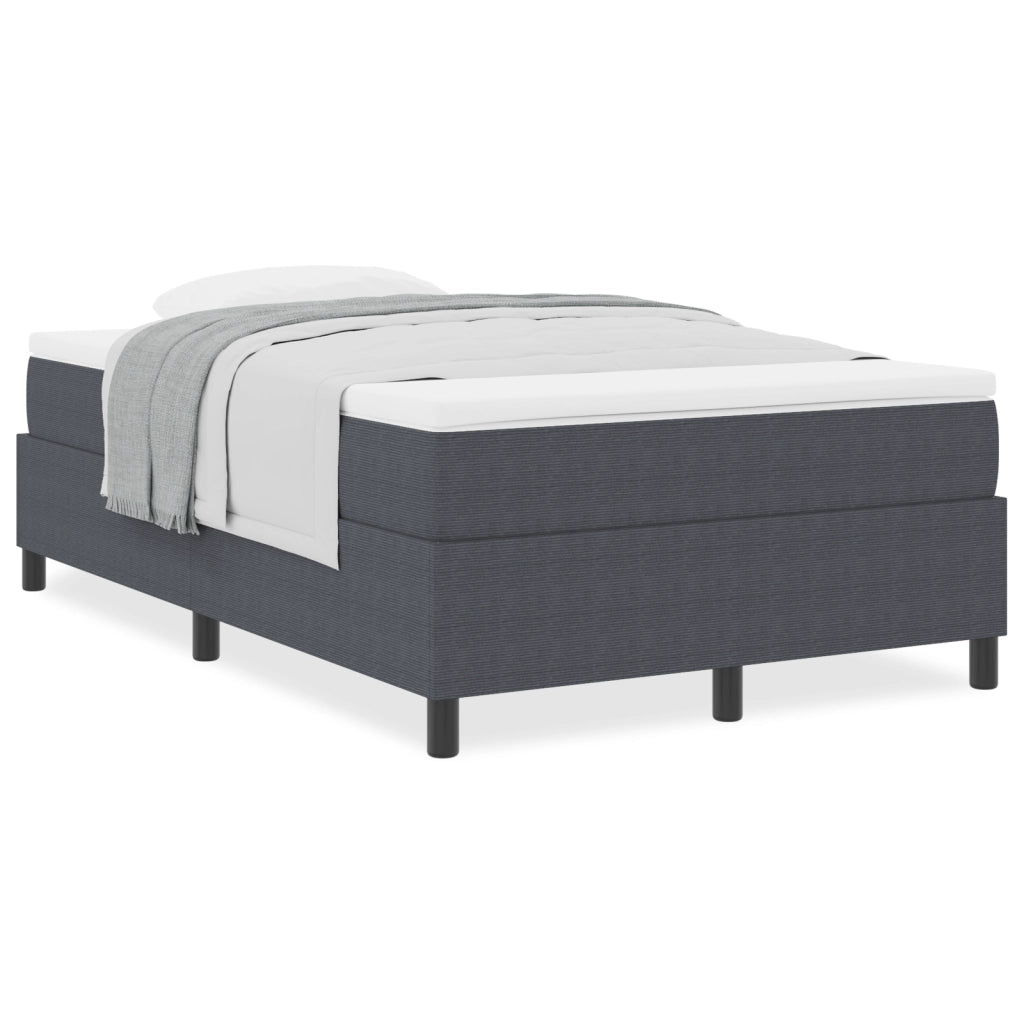Letto a Molle con Materasso Grigio Scuro Piccola Doppia Tessuto Corduroy