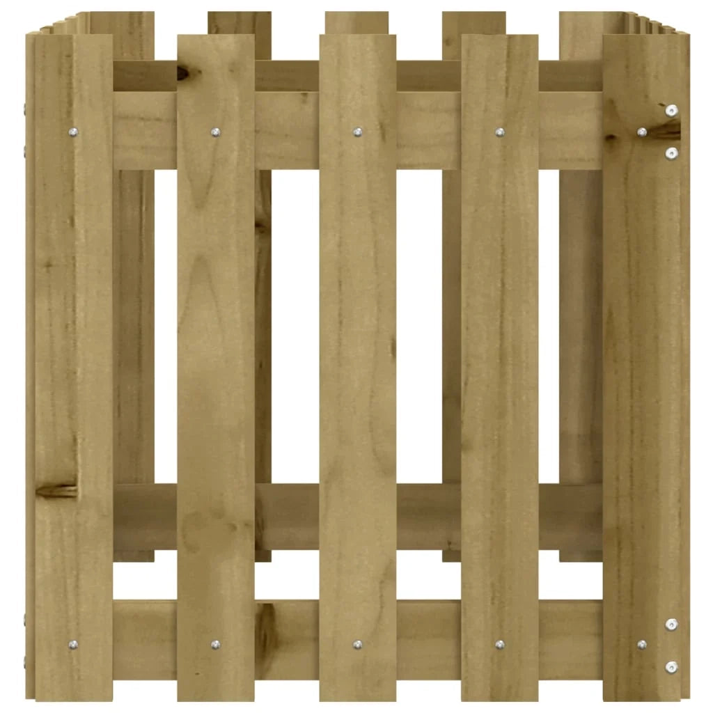 Aiuola rialzata per piante fiori patio e giardino con design di recinzione 50 x 50 x 50 cm pino marrone impregnato 02_0038098