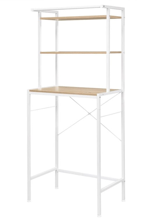 Cassa da Stiro - Armadio per WC - Compartimento di Stoccaggio - Combinato - Materiale Metallico - Legno - 3 Porte - 1 Sostegno - Dimensioni 67 x 40 x 162 cm