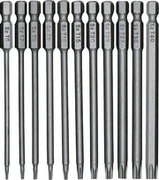 Set di Bit Torx Magnetici a Lunghezza 100mm per Acciaio con Protezione Torx, 11 pz, T6-T40, 1/4 Hex Schacht