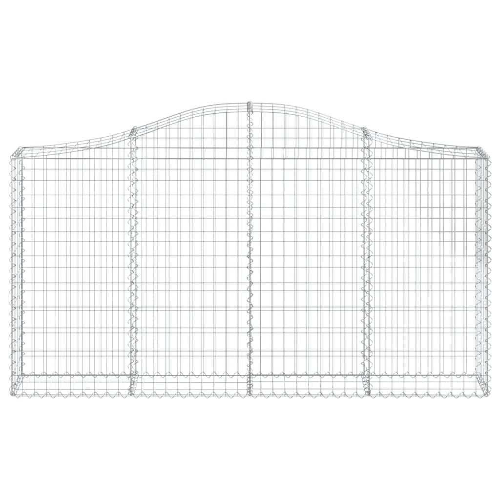 Cestini gabbioni recinzione a gabbia muro di contenimento ad arco 15 pezzi 200 x 30 x 100/120 cm ferro zincato argento 02_0040399