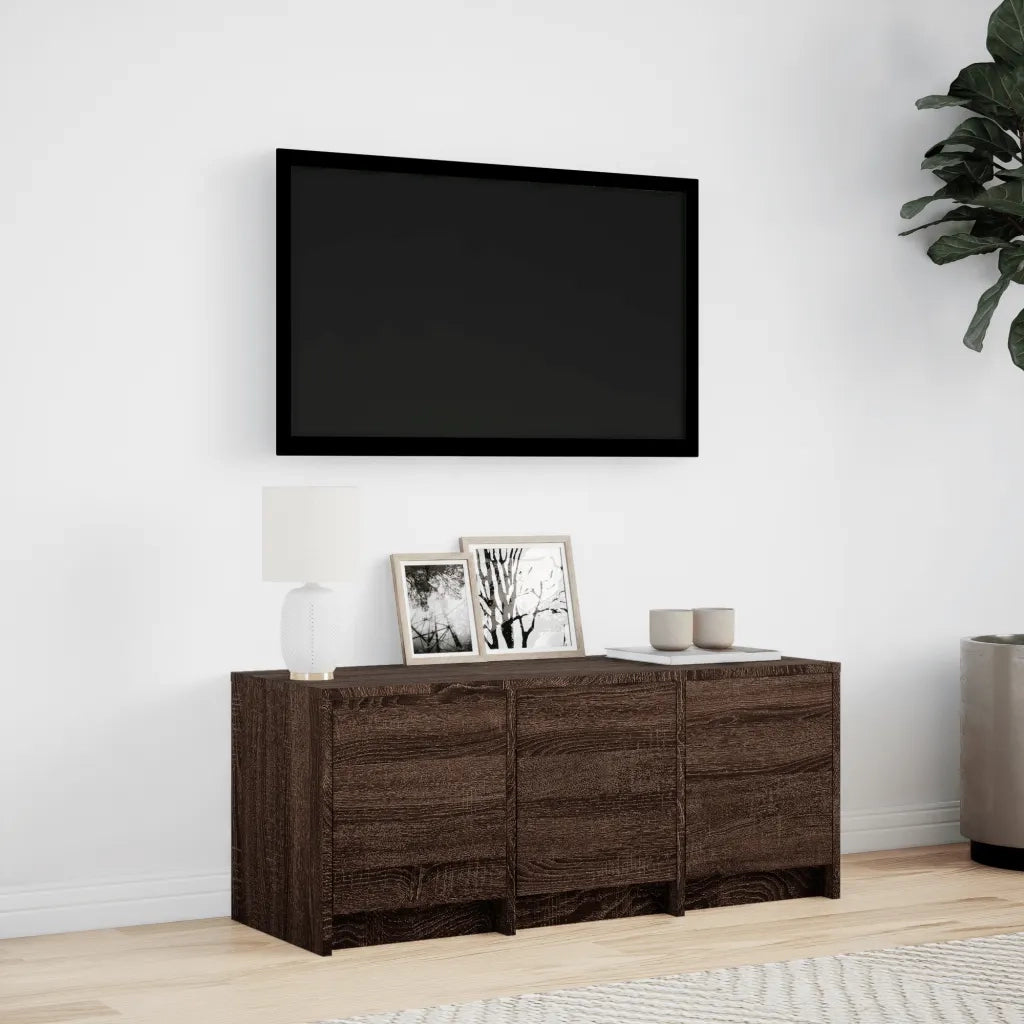 Mobile Porta TV con LED Rovere Marrone 97x34x40 cm Truciolato