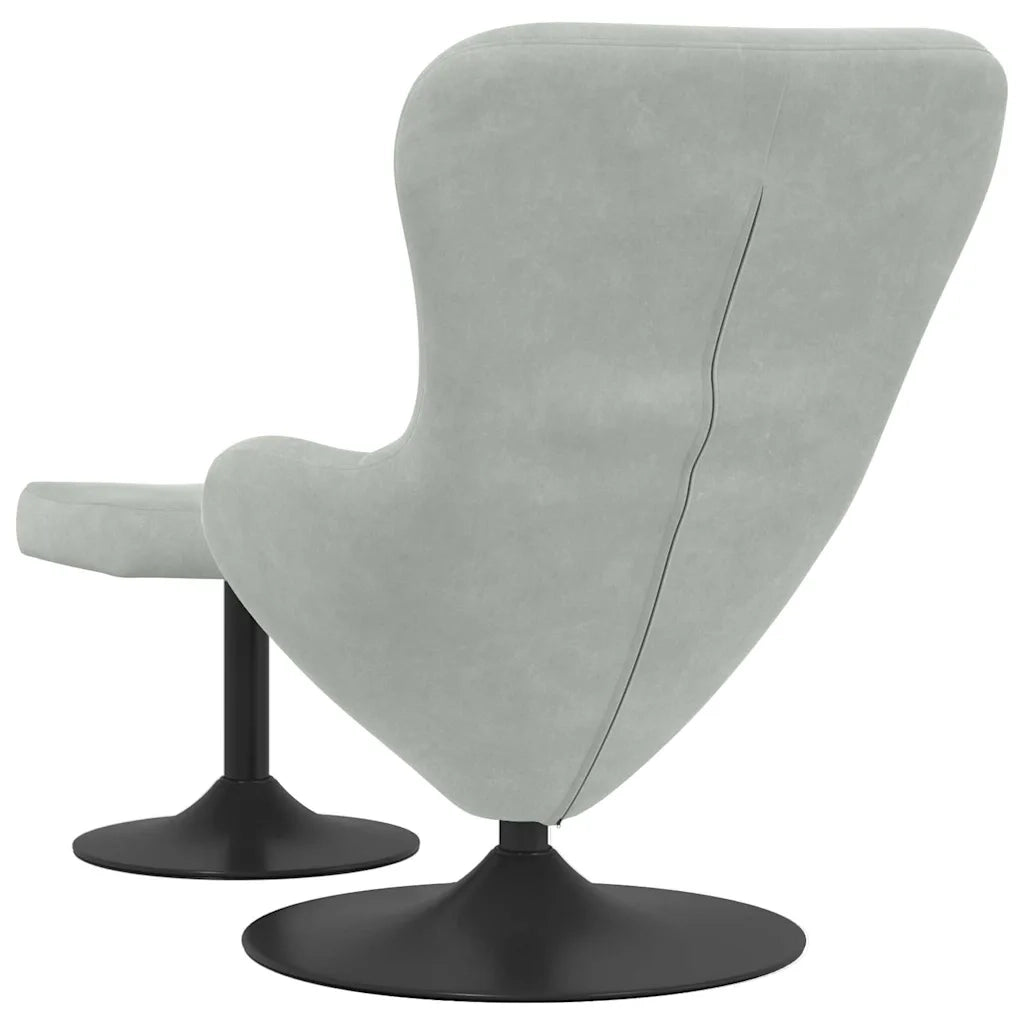 Sedia Egg con Pouf Grigio chiaro Velluto 42002744