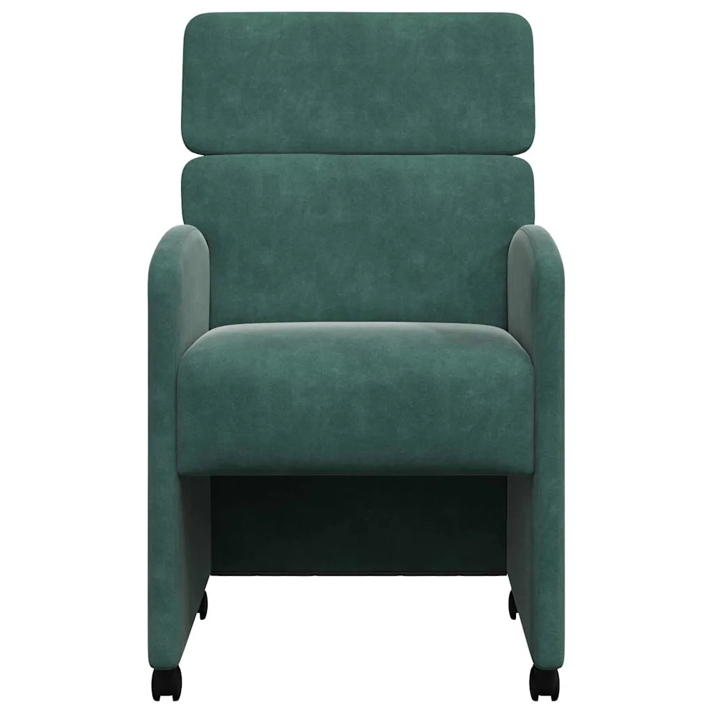 Sedie da Pranzo con Ruote 2 pcs Verde scuro 58 x 65 x 98 cm