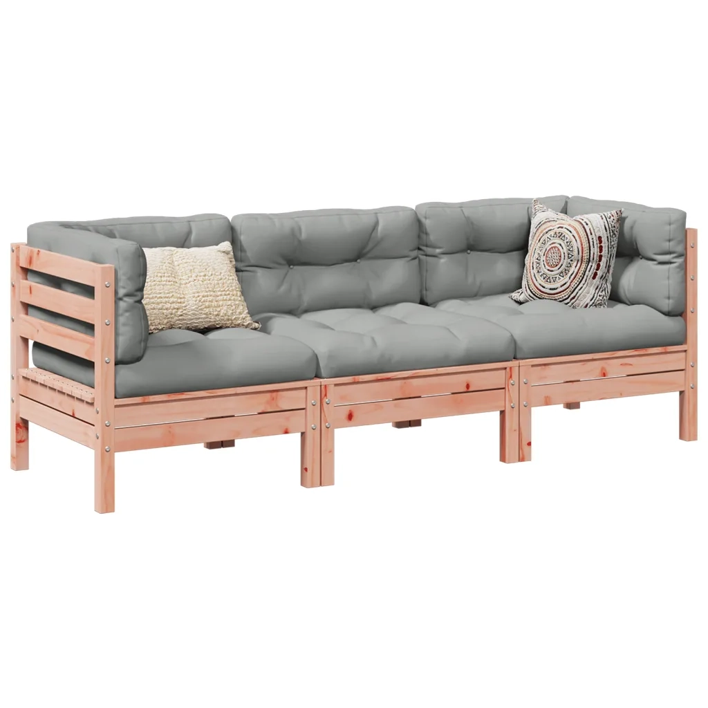 Set Divani Giardino 3 pz Cuscini Legno Massello Abete Douglas 3299273
