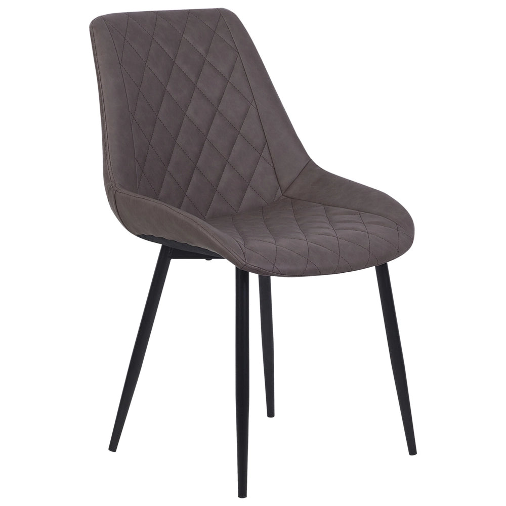 Set di 2 sedie da pranzo Cucina con rivestimento trapuntato in ecopelle marrone