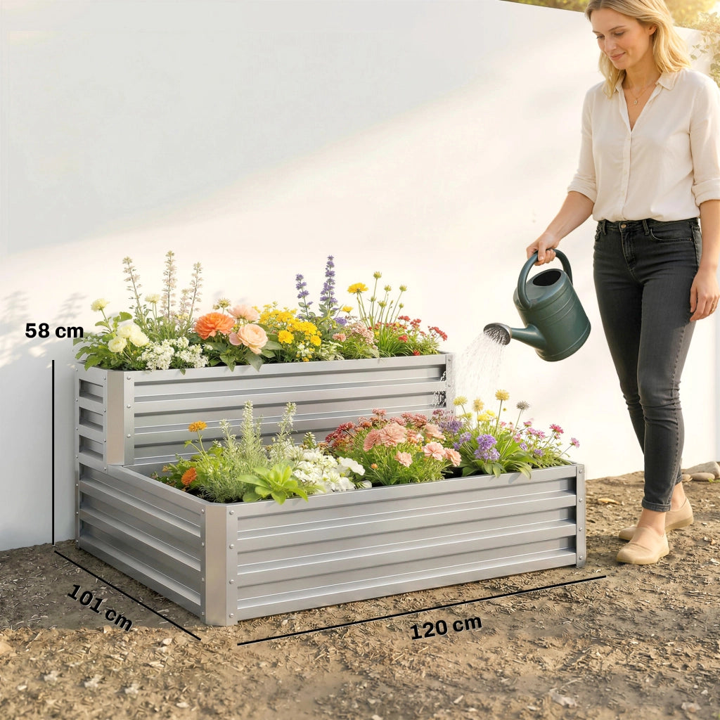 Fioriera Giardino Aperta in Acciaio Galvanizzato ¨C zephmum ¨C 120x101x58 cm Argento